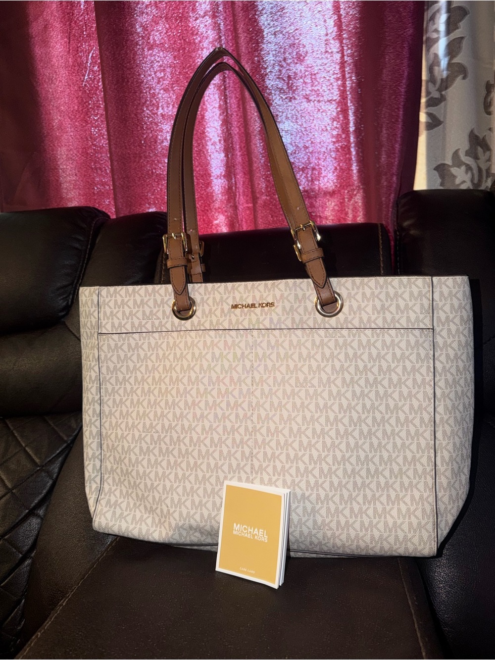 Michael Kors Beige & Brown MK Logo Tote